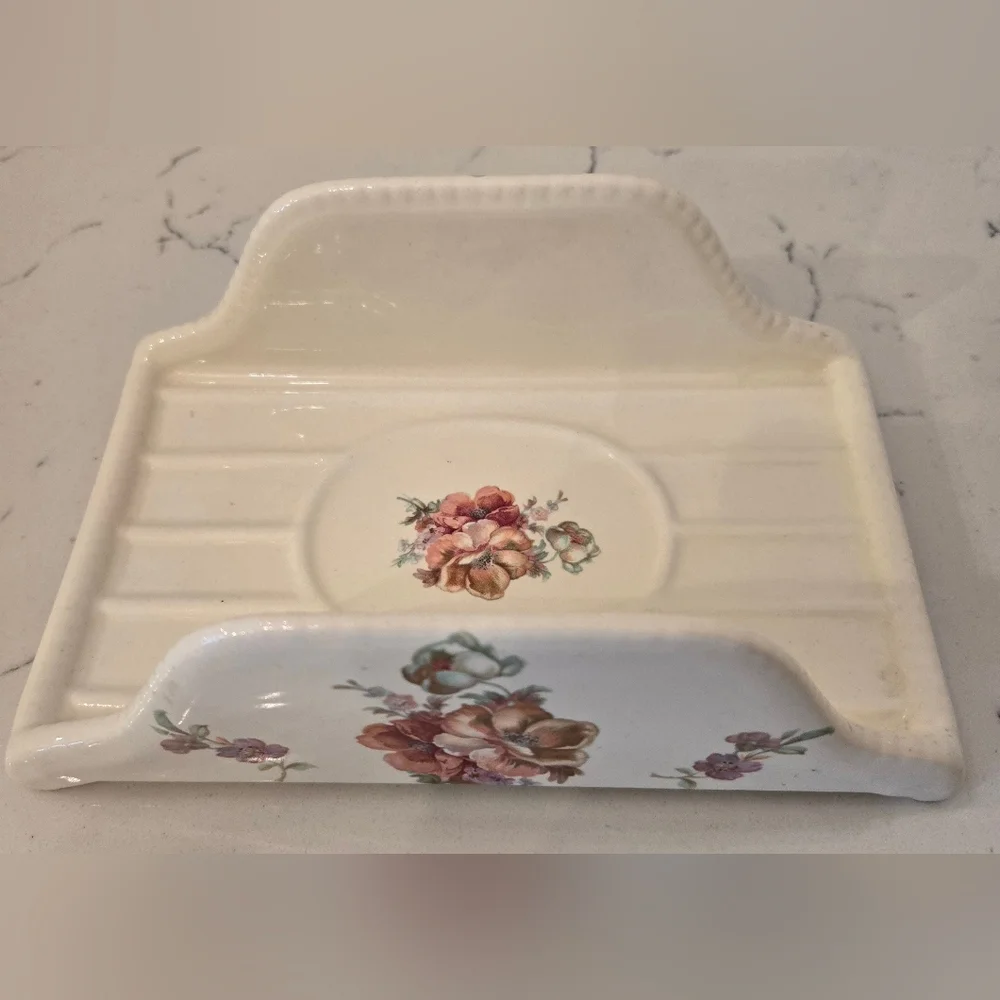 Vintage Athena California Floral Ceramic Towel Holder